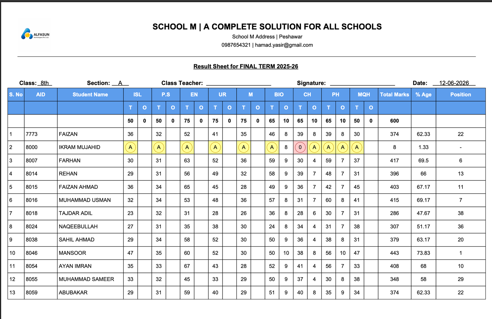 School M web application screenshot 31